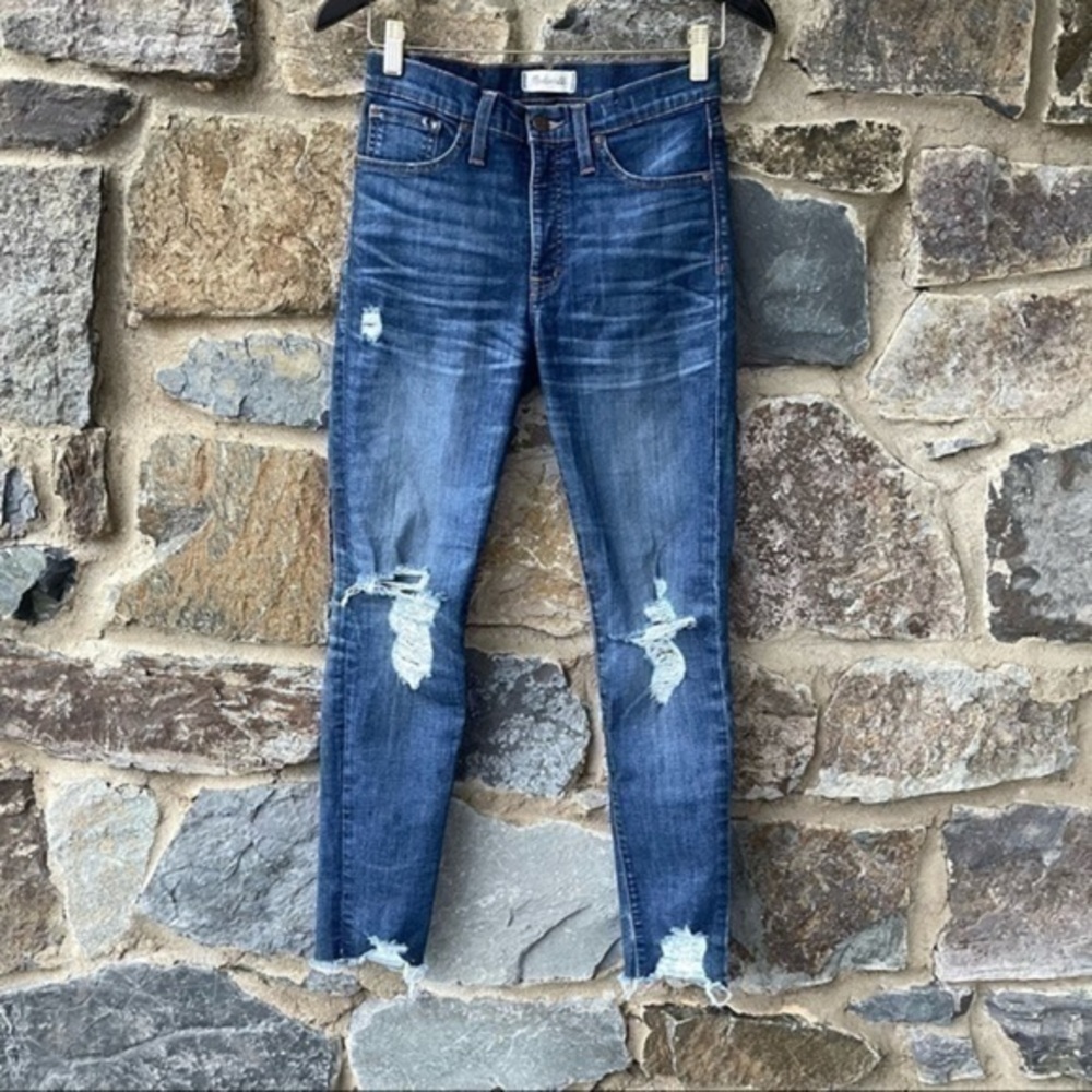 Madewell 9" High-Rise Skinny Jeans in Allegra Wash Rip and Repair size 27